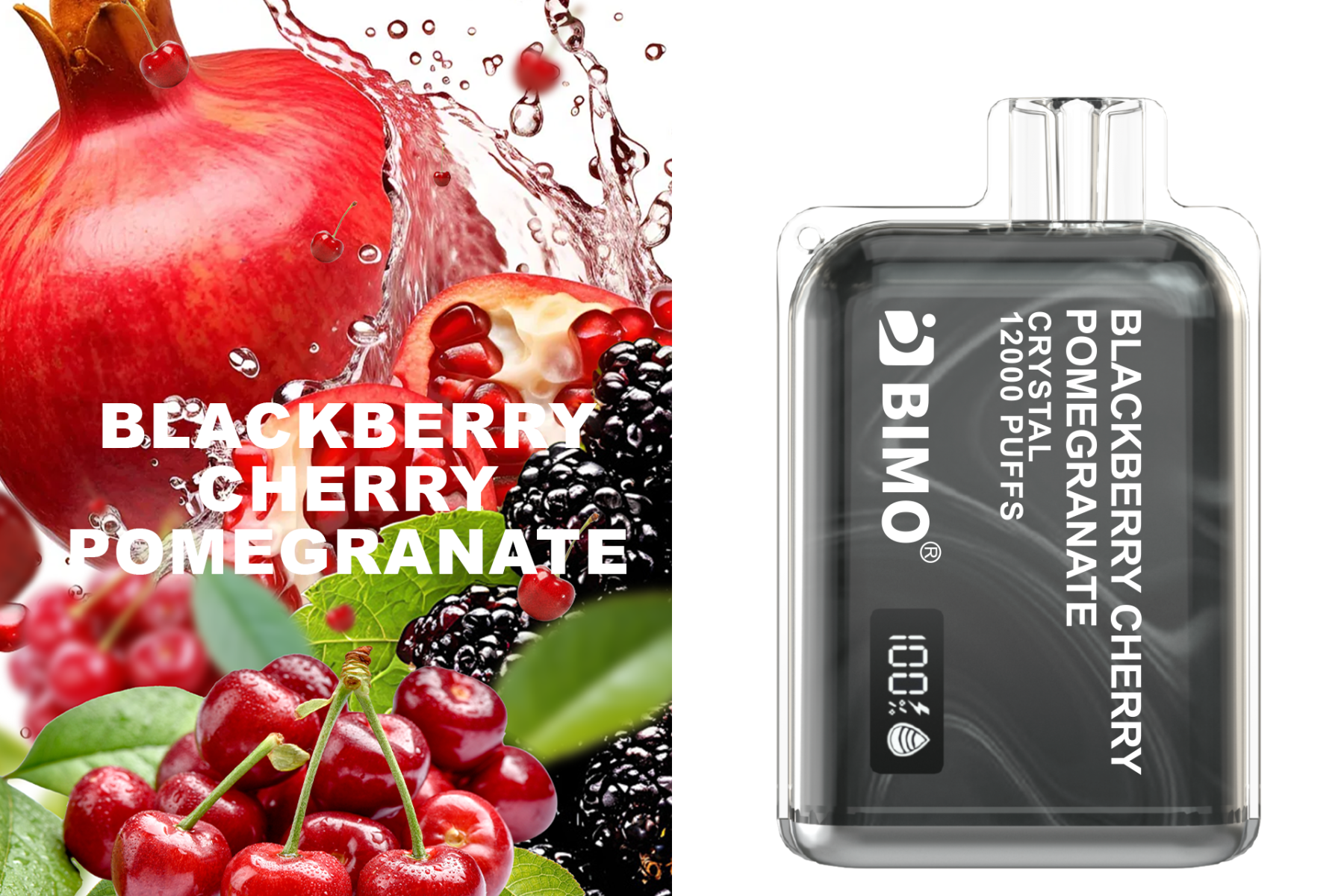 BIMO Crystal 12000 Blackberry Cherry Pomegranate Disposable (1pcs)
