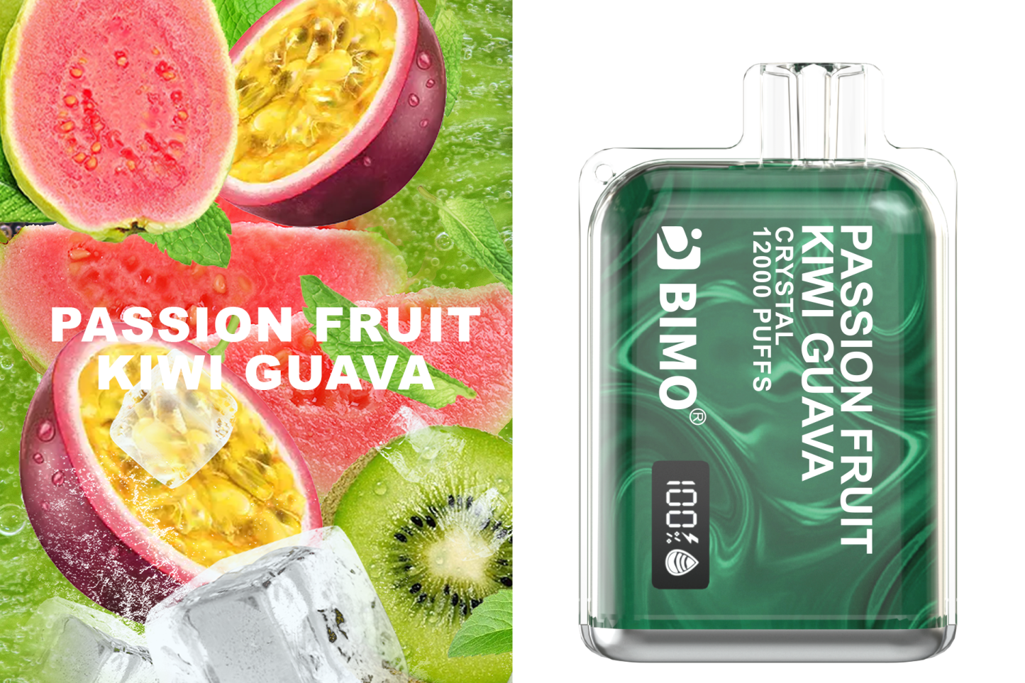 BIMO Crystal 12000 Passion Fruit Kiwi Guava Disposable (1pcs)