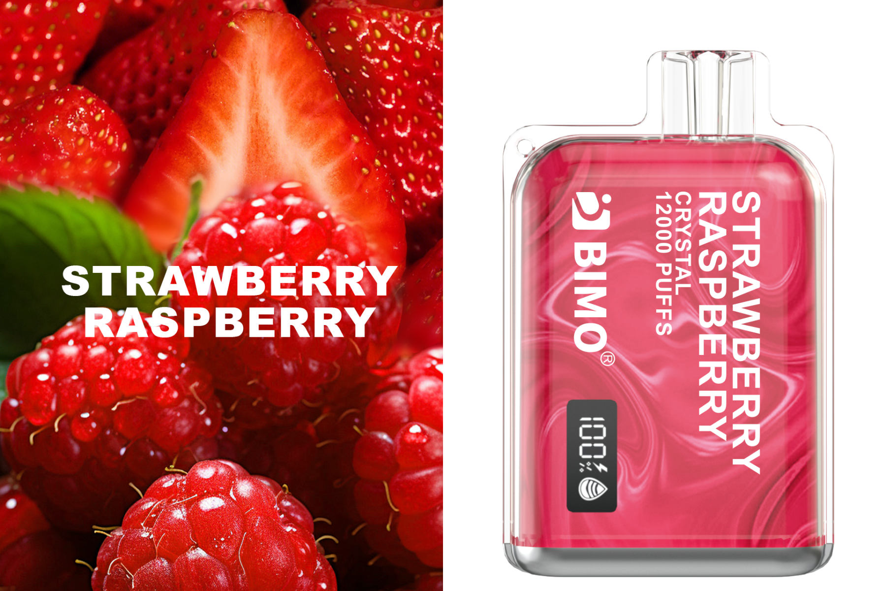 BIMO Crystal 12000 Strawberry Raspberry Disposable (1pcs)