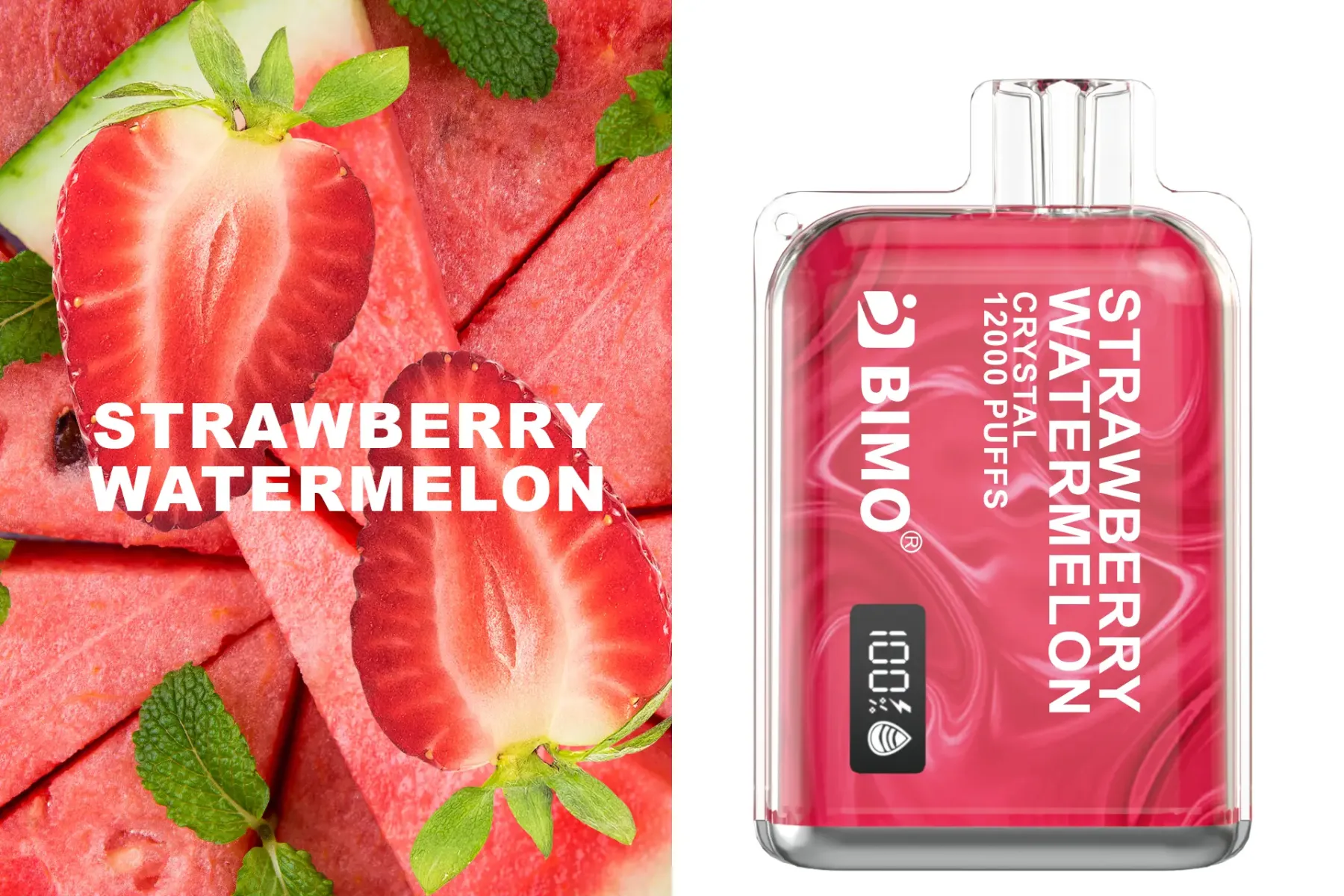 BIMO Crystal 12000 Strawberry Watermelon Disposable (1pcs)