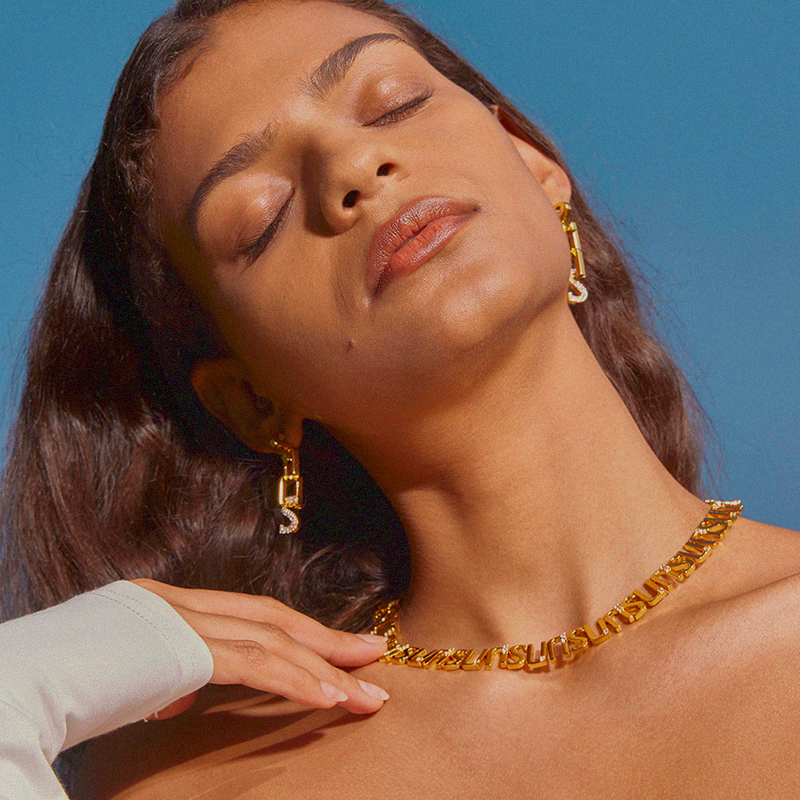 SOLAR Letter Chain Collar Necklace