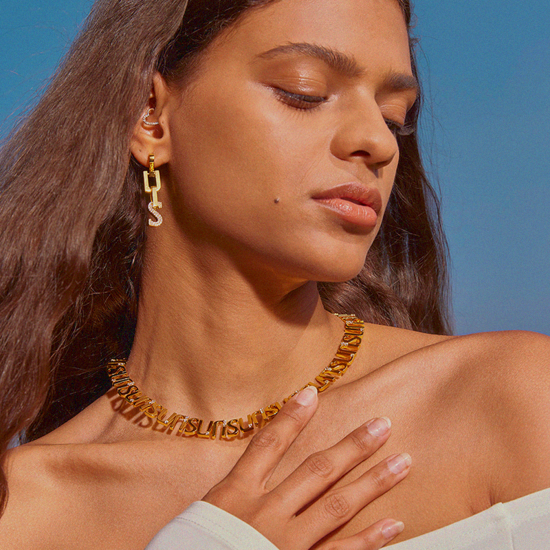 SOLAR Letter Chain Collar Necklace
