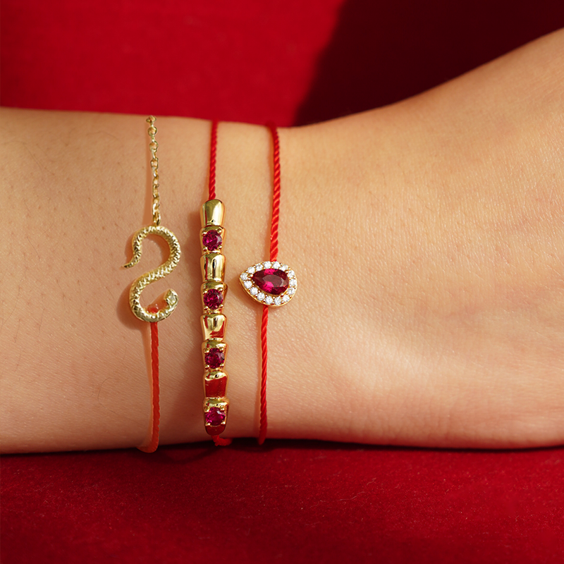 Ouroboros snake S-Clasp Half-red-String Bracelet