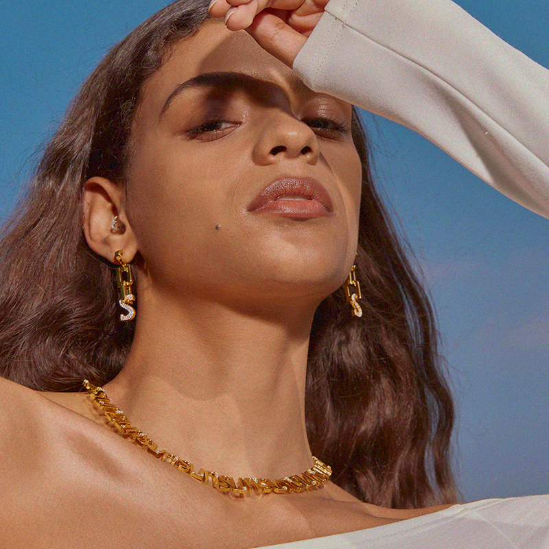 SOLAR Letter Chain Collar Necklace