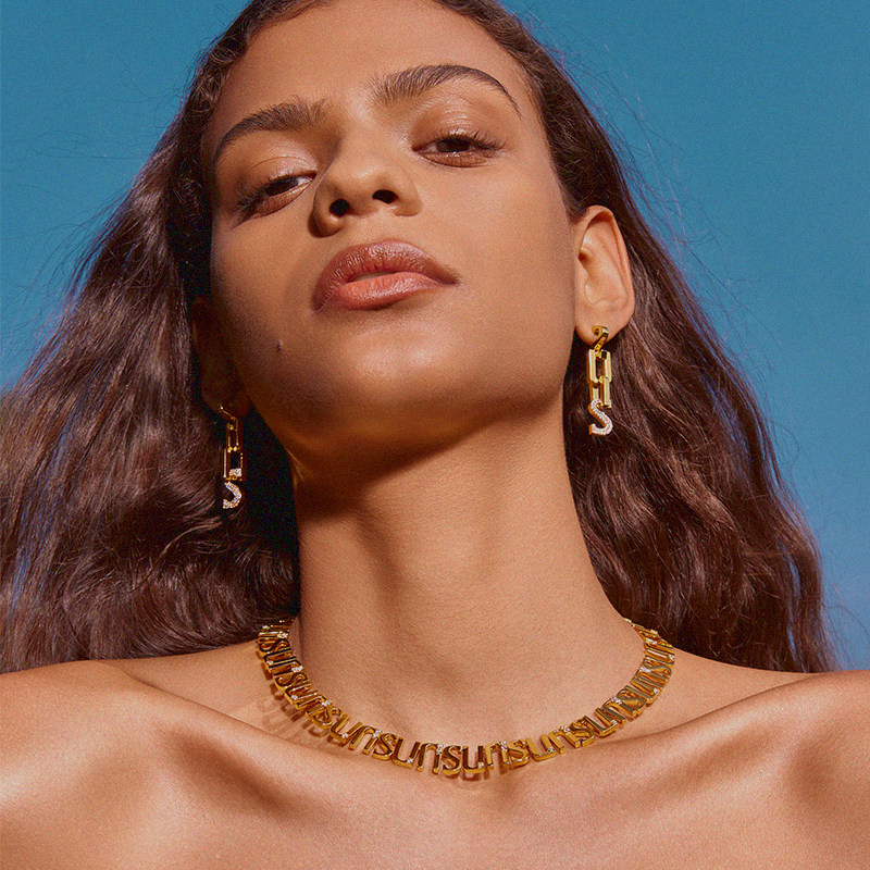 SOLAR Letter Chain Collar Necklace