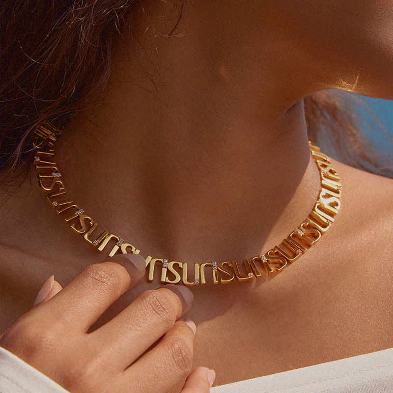 SOLAR Letter Chain Collar Necklace