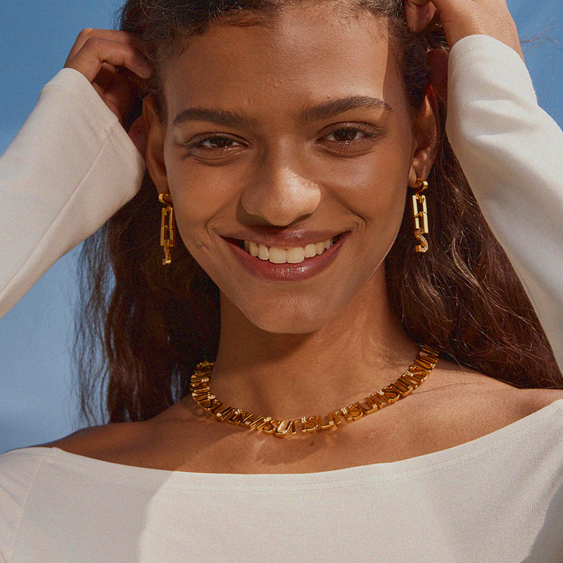 SOLAR Letter Chain Collar Necklace