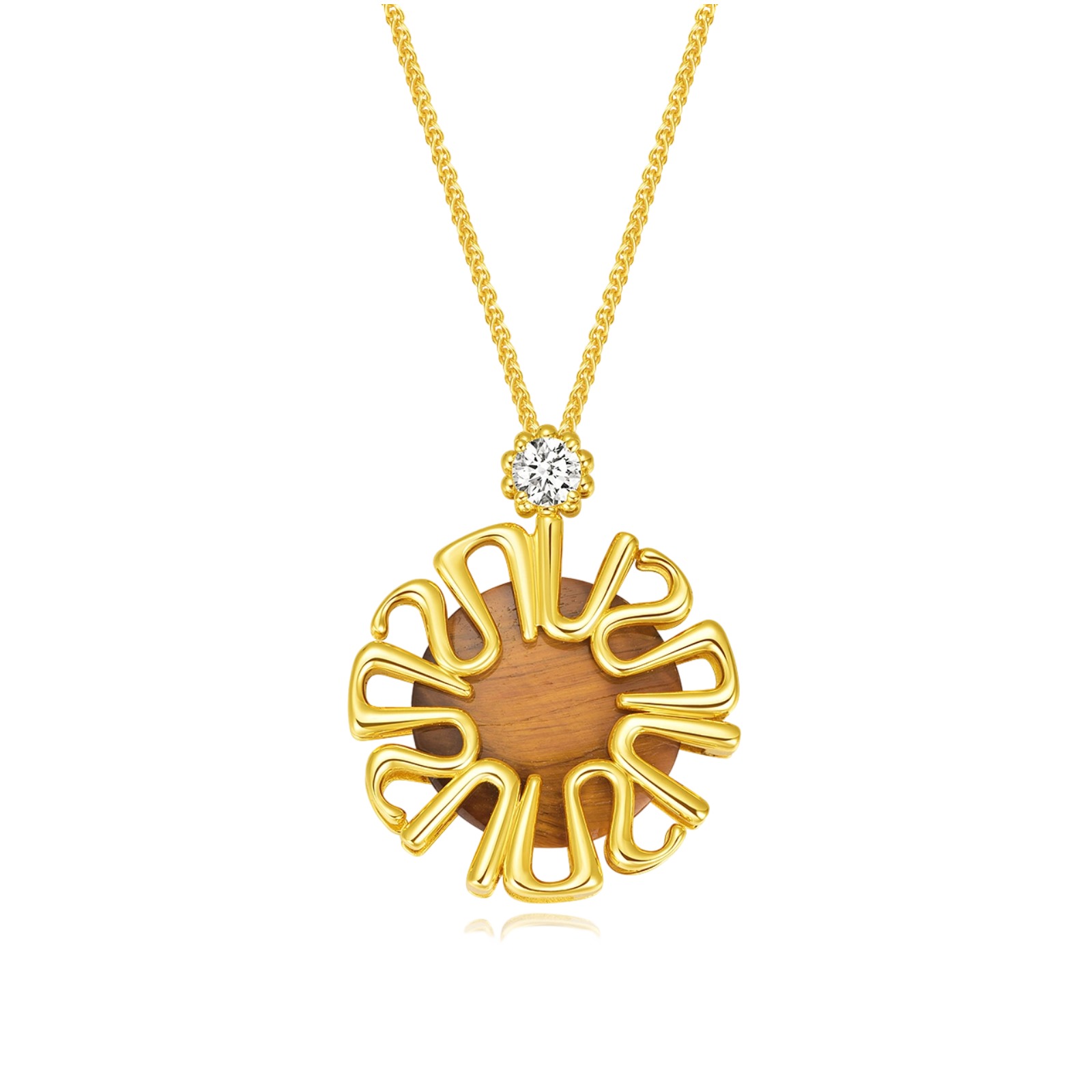 SOLAR Tiger's Eye Long Chain Necklace