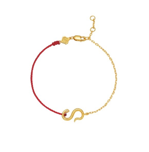 Ouroboros snake S-Clasp Half-red-String Bracelet
