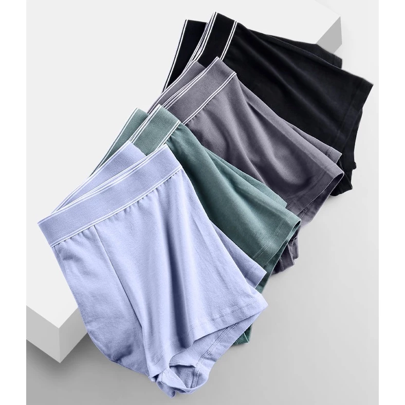 Men's Combed Cotton Boxer Briefs Antibacterial Breathable Underwear 6 PACK
