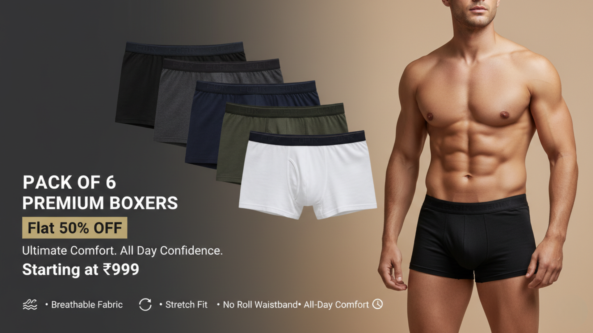 Men's Underwear Pack of 6 - Desktop Banner