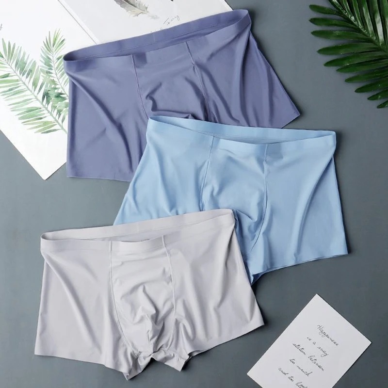 4 Pcs/Lot Men's Ice Silk Sexy Seamless Ultra-thin Boxer