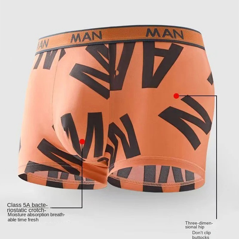 4pcs Boxer Shorts Men's Ice Silk Underwear 