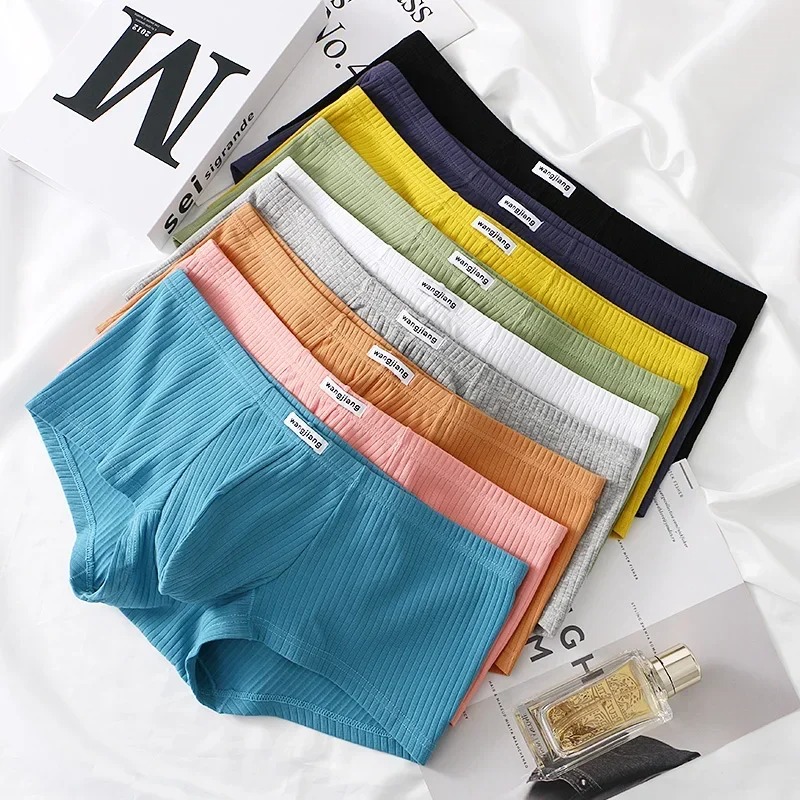 9PCS Men Boxer Shorts Low-rise Solid Color Ribbed