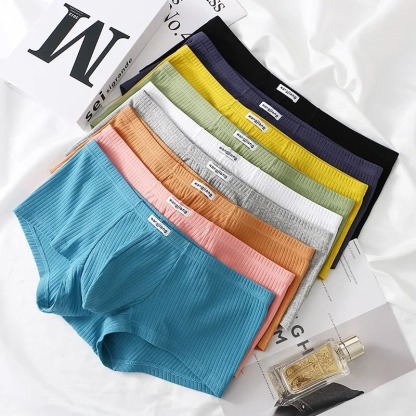 9PCS Men Boxer Shorts Low-rise Solid Color Ribbed