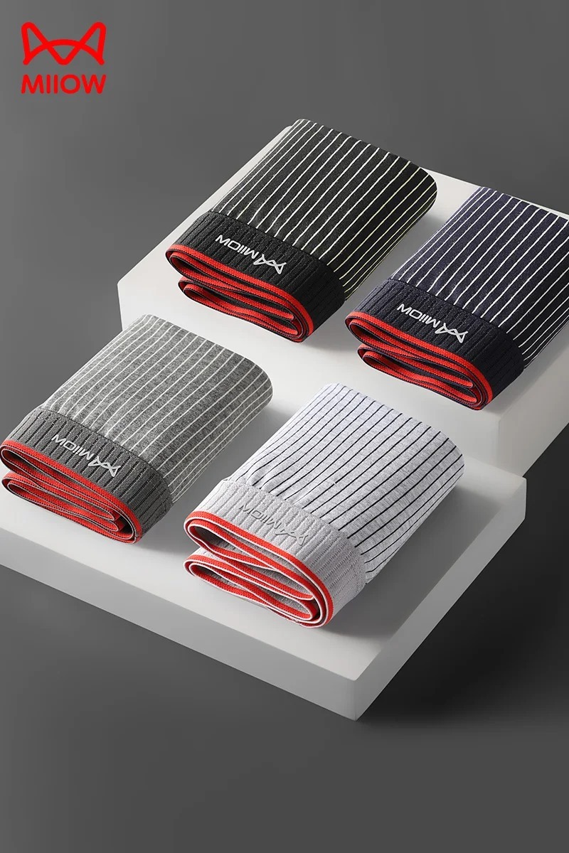 3/4Pcs Striped Boxershorts Men Underwear 