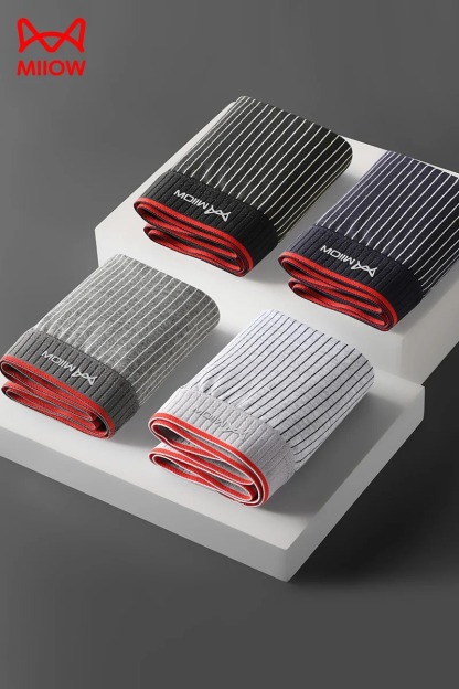 3/4Pcs Striped Boxershorts Men Underwear 