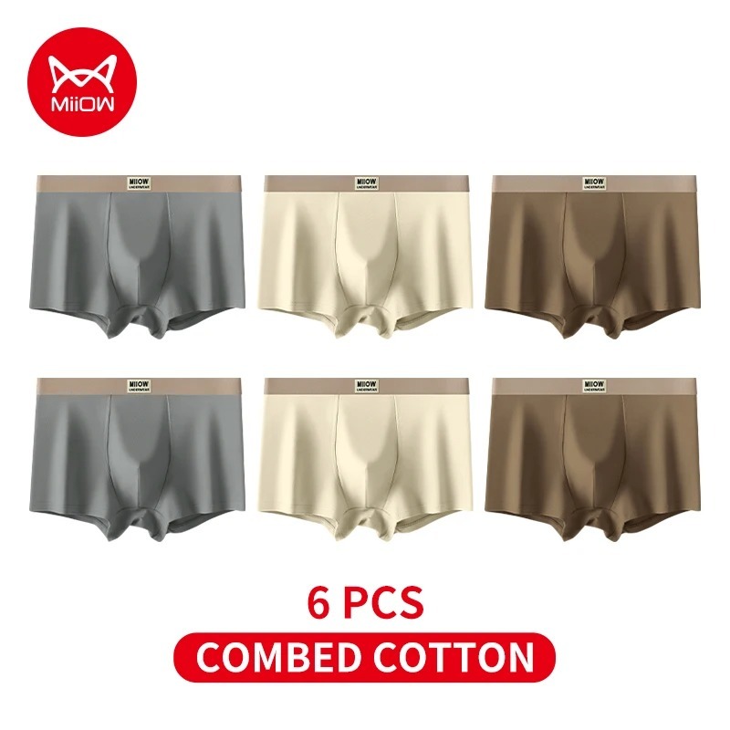 6Pcs Combed Cotton Winter Men Underwear 