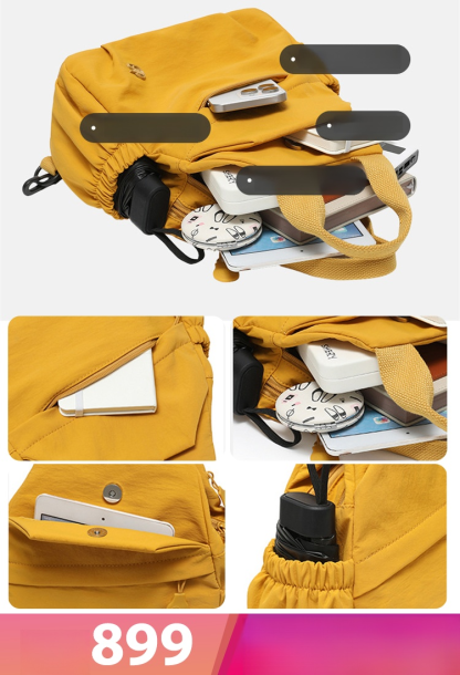 กระเป๋าคาดอกความจุใหญ่สไตล์เกาหลี 🌧️ วัสดุไนลอนนุ่มคุณภาพสูง กันน้ำและทนทานต่อการขีดข่วน 📏 พื้นที่จัดเก็บอเนกประสงค์ เก็บของได้ง่าย