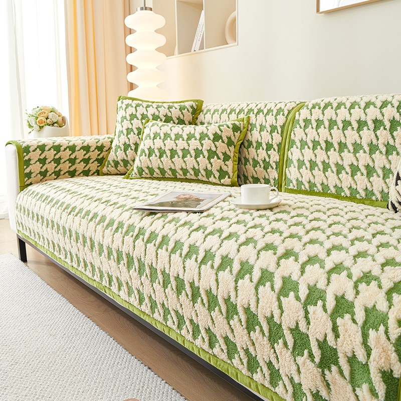 ผ้าปูโซฟาบุขนลายฟันสุนัขกันลื่น