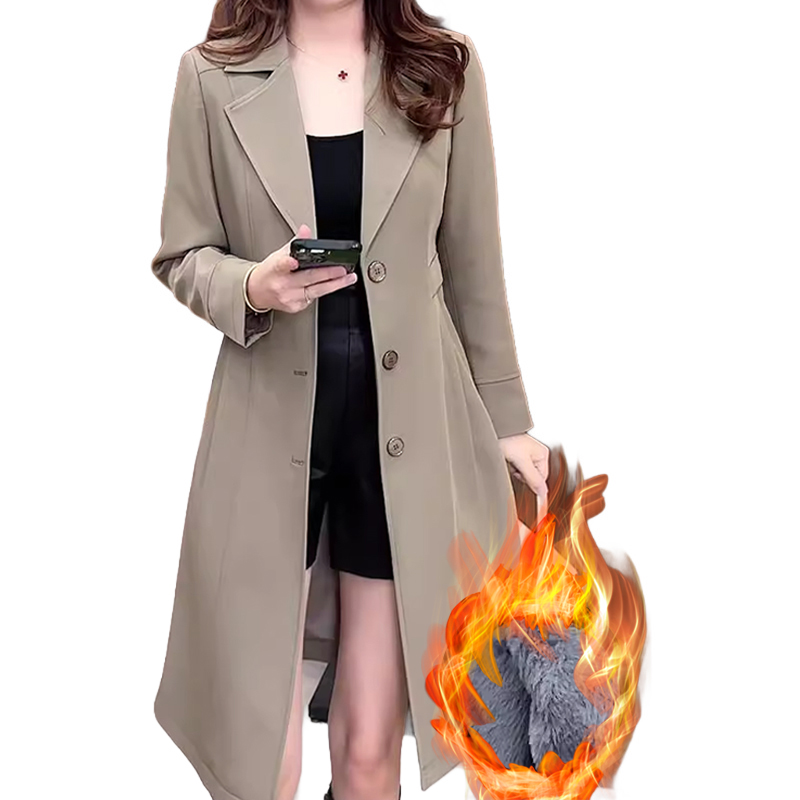 เสื้อโค้ทกันหนาวผู้หญิงแบบยาวปานกลาง