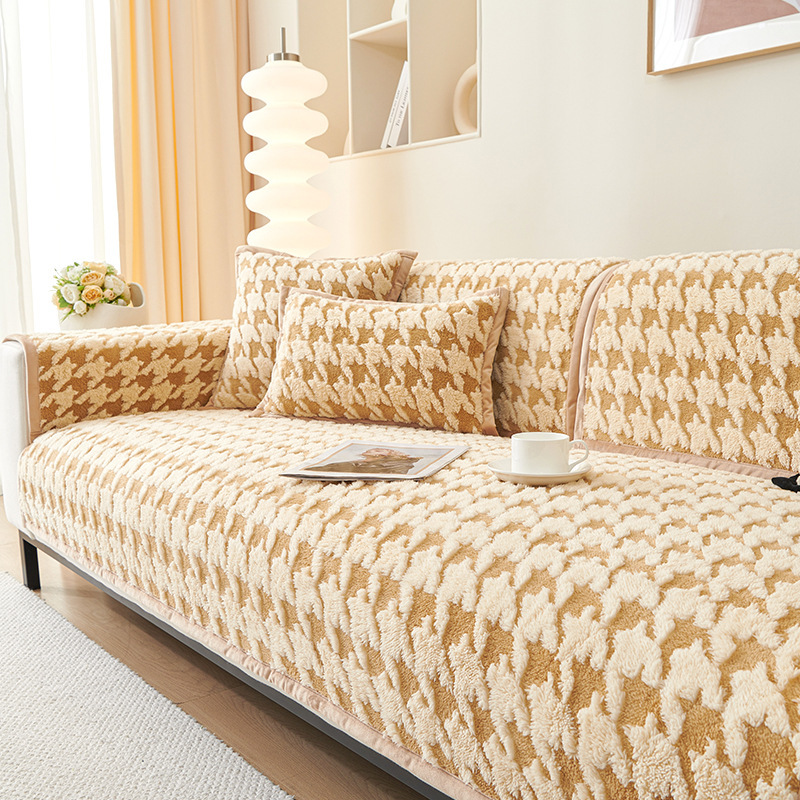 ผ้าปูโซฟาบุขนลายฟันสุนัขกันลื่น