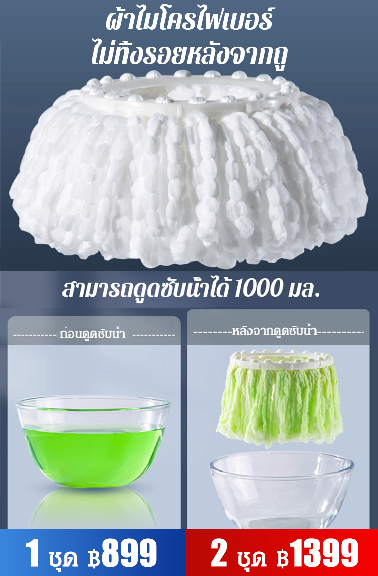 ชุดอุปกรณ์ถังปั่นพร้อมไม้ม็อบแบบหูหิ้วคู่