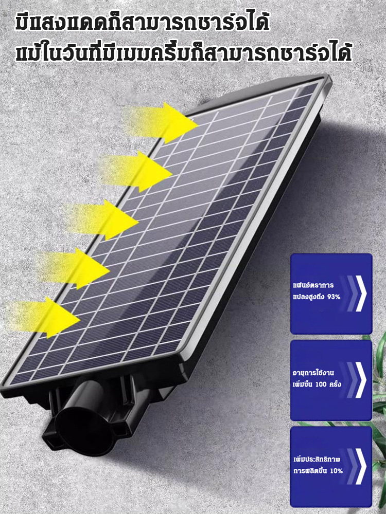 ไฟถนนพลังงานแสงอาทิตย์สว่าง 300 ตารางเมตร