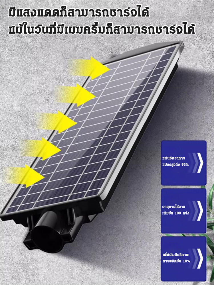 ไฟถนนพลังงานแสงอาทิตย์สว่าง 300 ตารางเมตร