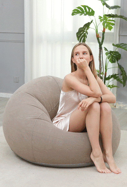 โซฟาเป่าลมผ้าฟล็อคแบบพับได้ที่นุ่มสบาย