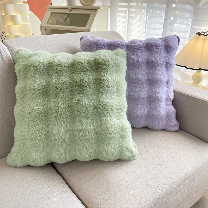 毛茸茸抱枕純色方形枕