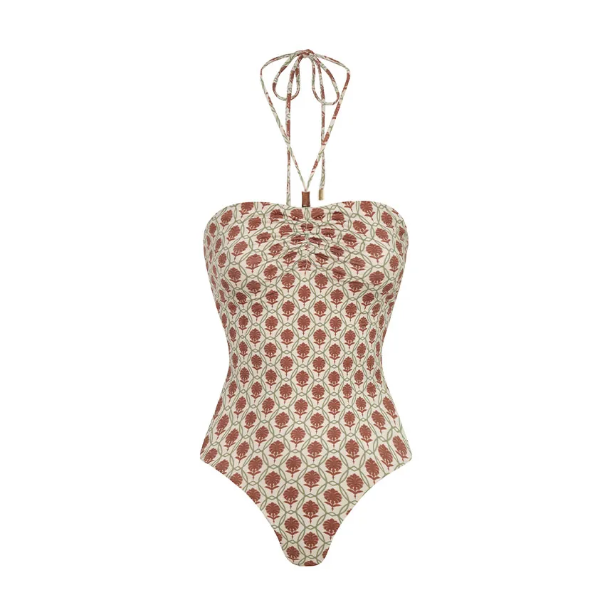 Halter Palm Print Swimsuit Set(s)