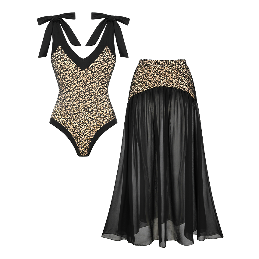 Bowknot Lace Cutout Swimsuit Set(s)
