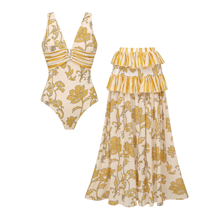 V Neck Printed Swimsuit Set(s)