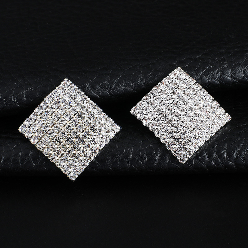 Square Rhinestone Stud Earrings