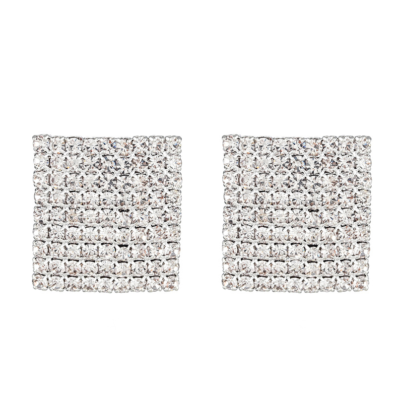 Square Rhinestone Stud Earrings