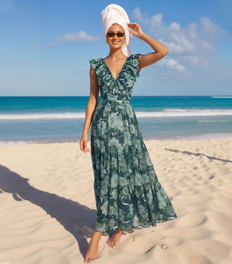 V Neck Printed Swimsuit Set(s)