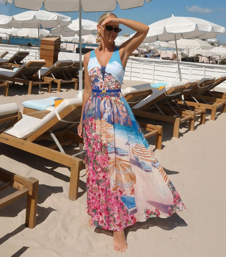 V Neck Cutout Print Swimsuit Set(s)