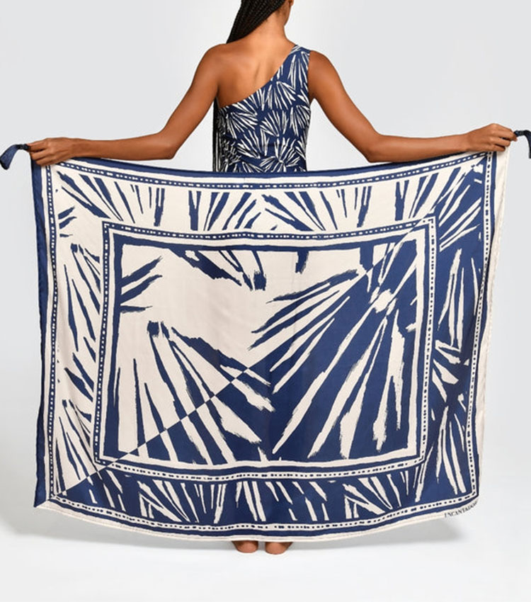 Oblique Shoulder Printed Swimsuit Set(s)