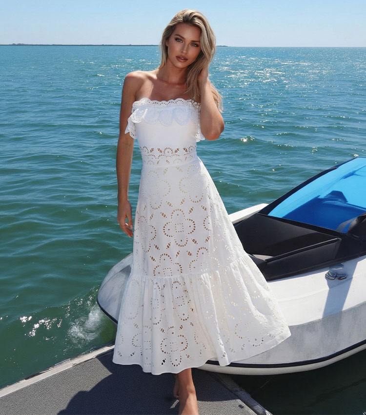 Ruffle Black Laser Cutting Flower Hollow Swimsuit Set(s)