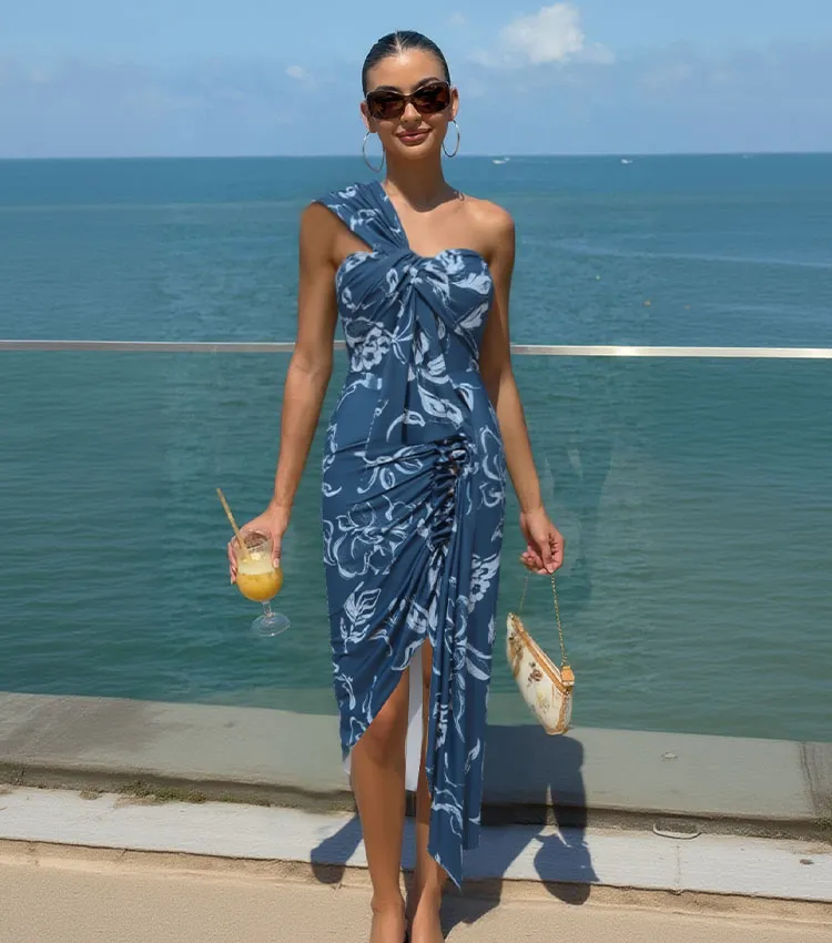 One Shoulder Printed Swimsuit Set(s)