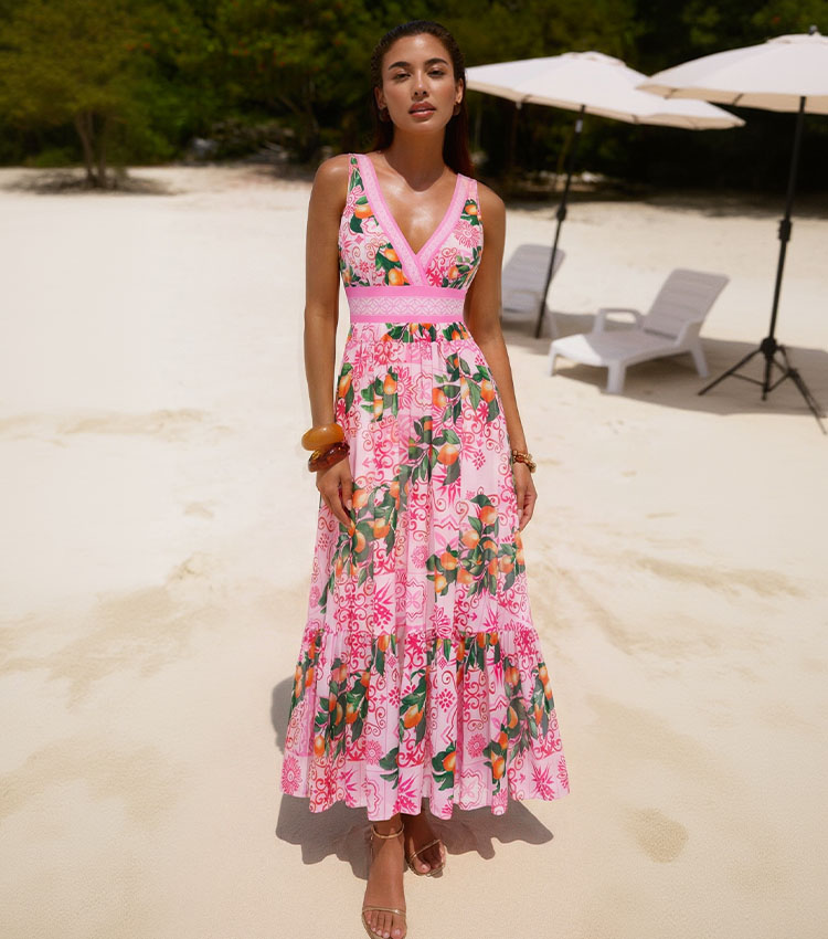 V Neck Lemon Print Swimsuit Set(s)