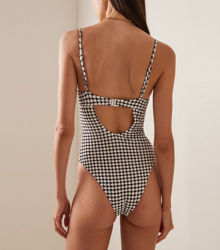 Bandeau Plaid Print Swimsuit Set(s)