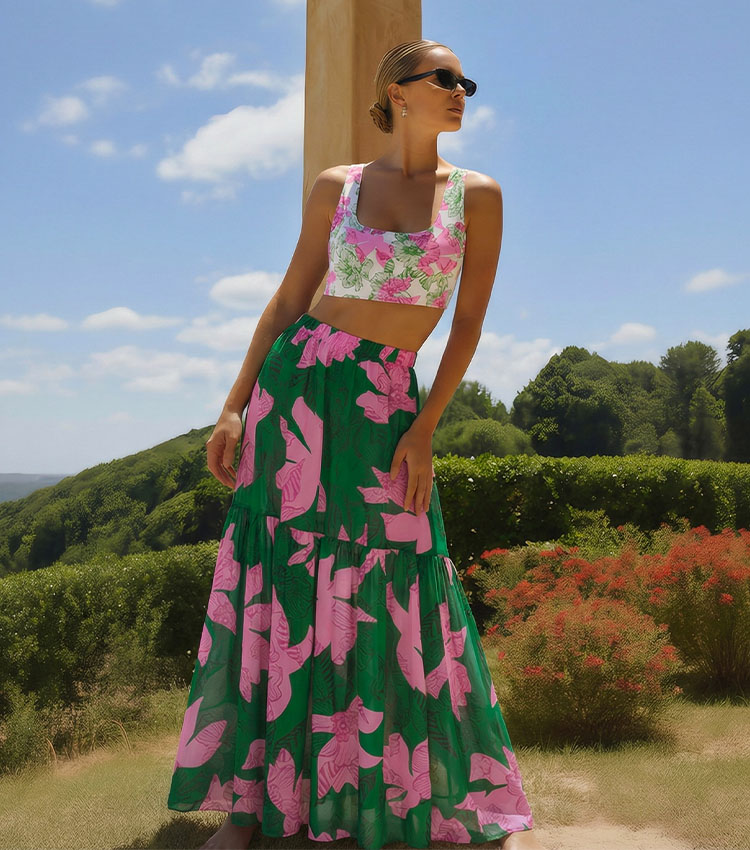 Zipper Printed Long Sleeve Rashguard Swimsuit Set(s)