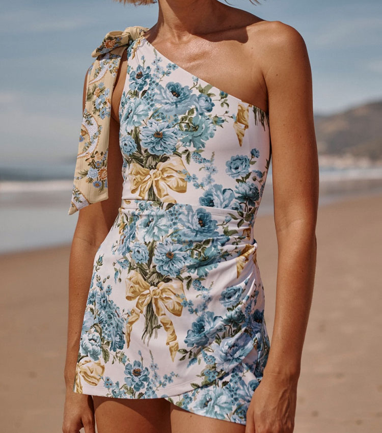 One Shoulder Printed Swimsuit Set(s)