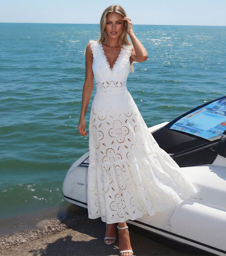 Ruffle Black Laser Cutting Flower Hollow Swimsuit Set(s)