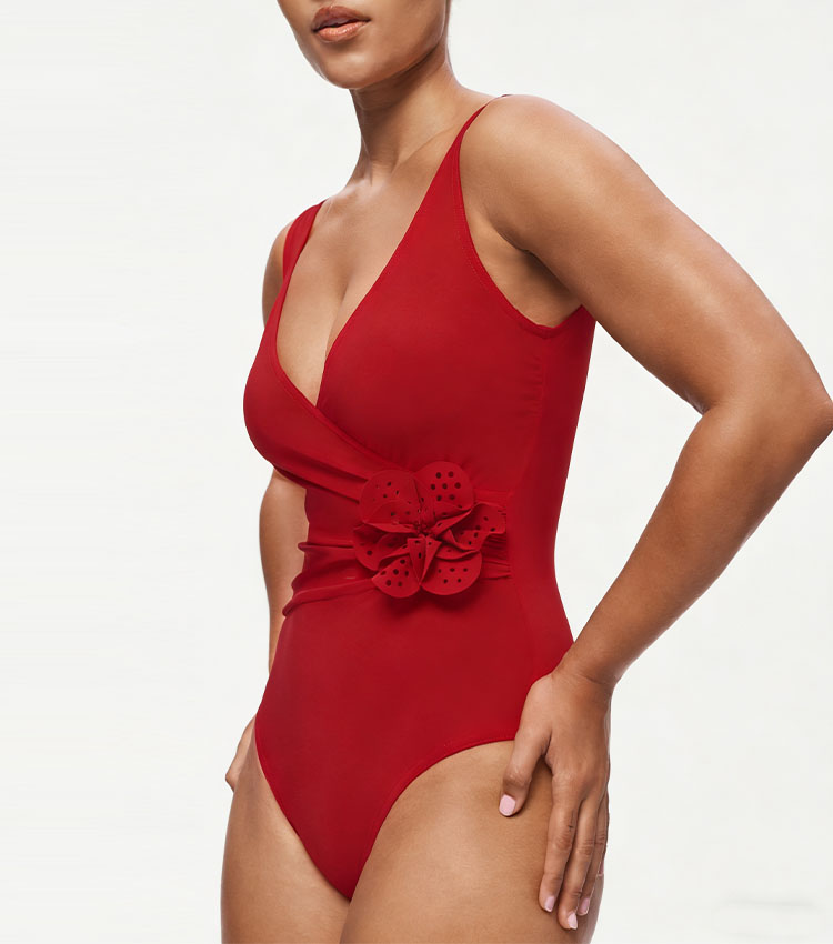 V Neck 3D Flower Swimsuit Set(s)