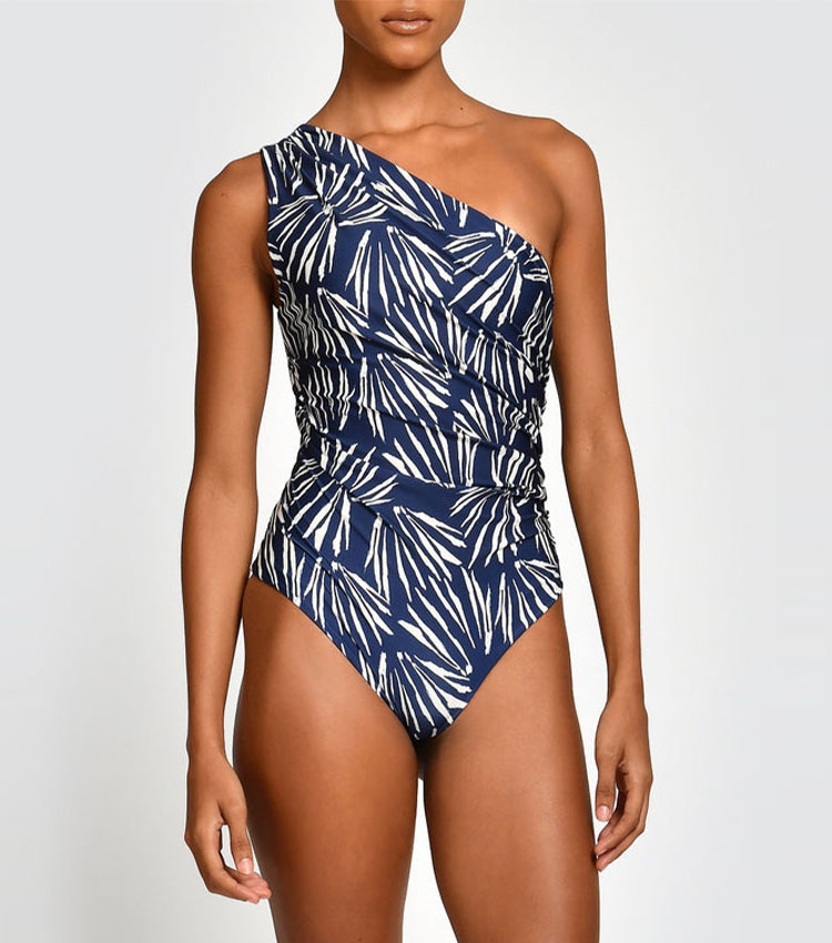 Oblique Shoulder Printed Swimsuit Set(s)