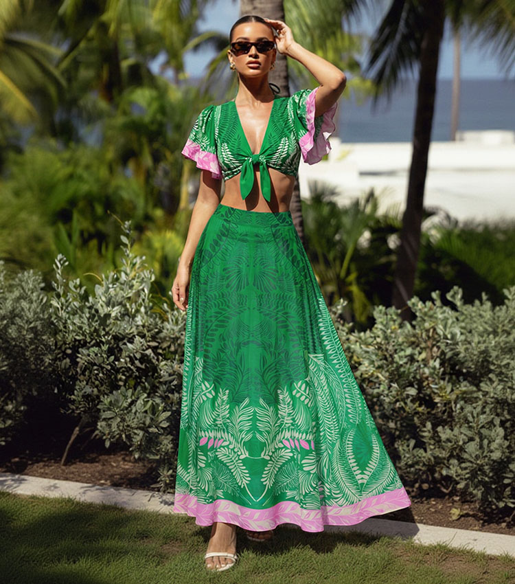 Ruffle Color Block Swimsuit Set(s)