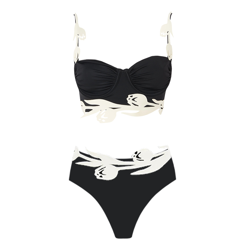 Tulip Decorate Color Blocking Swimsuit Set(s)